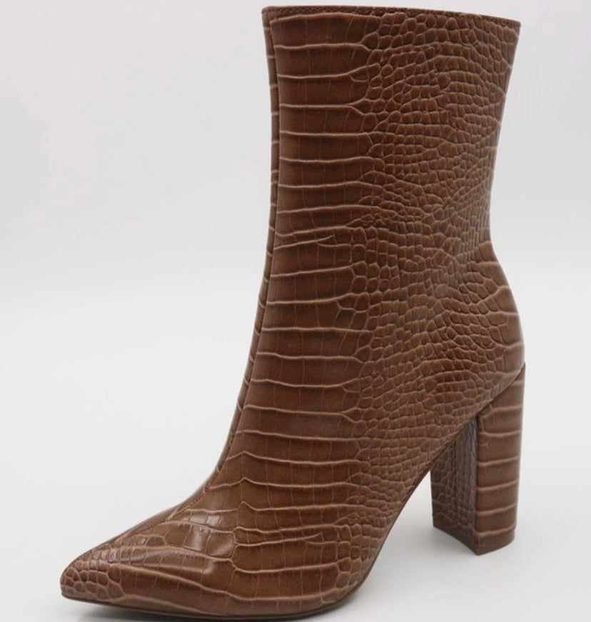 Taupe Croc Booties