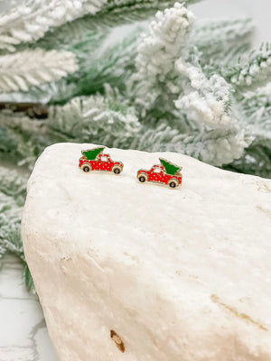 Christmas Tree Truck Earrings